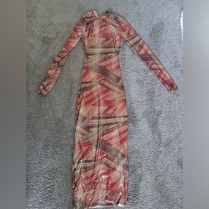 Orange brown, striped MAXI DRESS